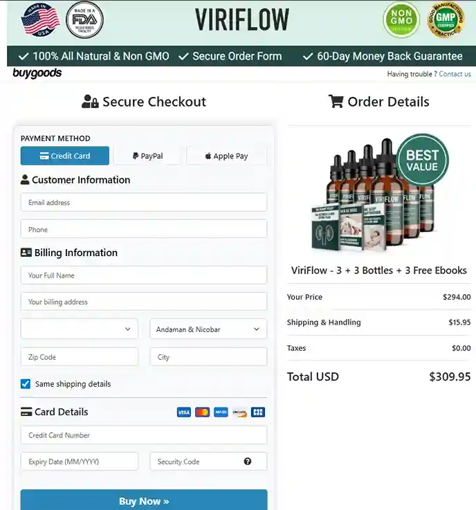 ViriFlow Order Page
